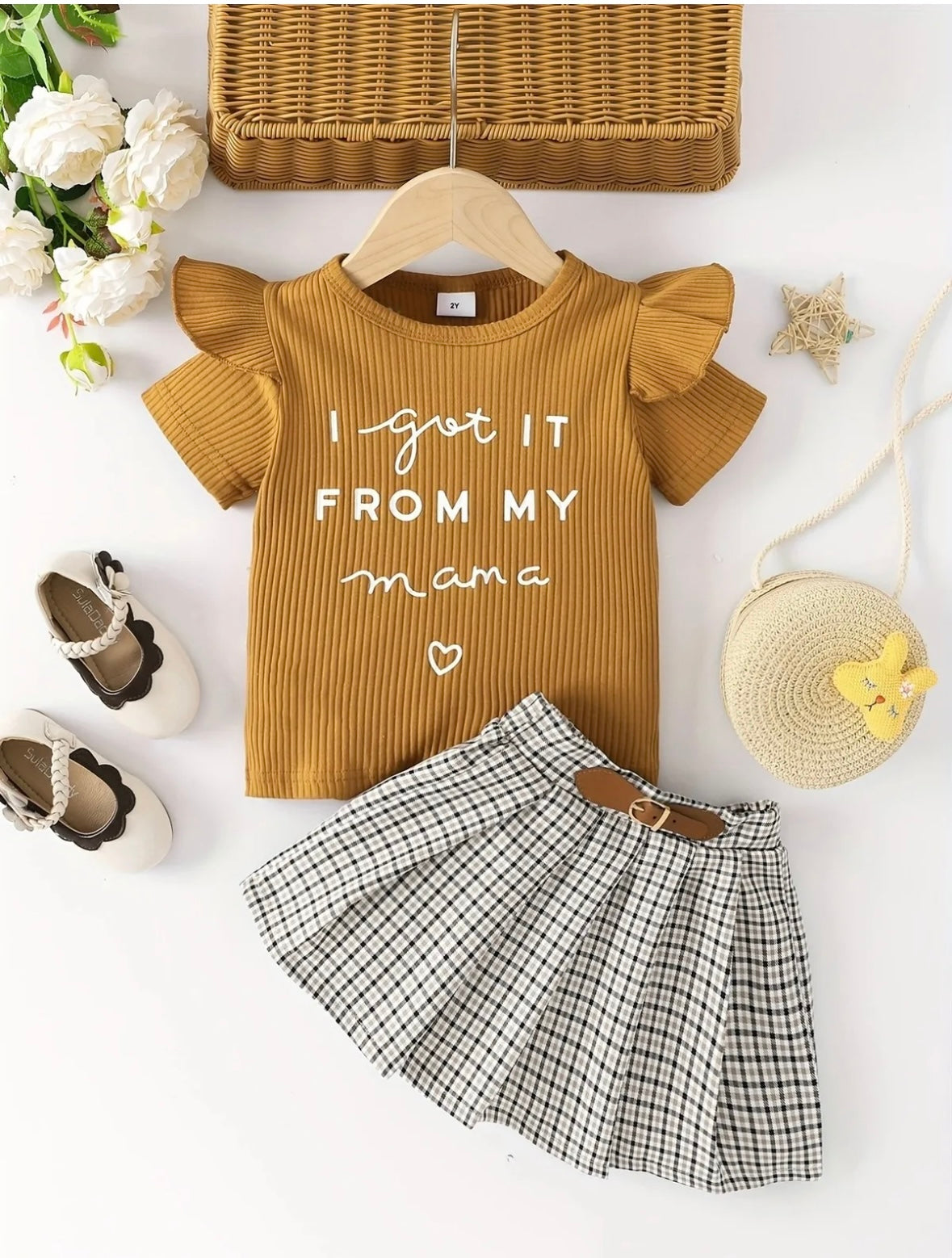 Girls Fashion Two Piece Skirt Set