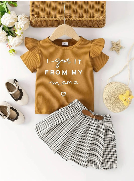 Girls Fashion Two Piece Skirt Set